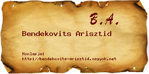 Bendekovits Arisztid névjegykártya